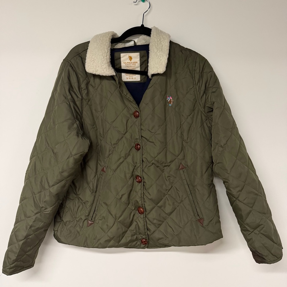 U.S. Polo Assn. Olive Green Jacket with Cream Sherpa Lining